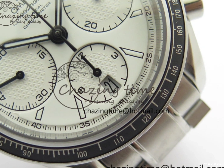 0207 Elegant Speedmaster Racing Master SS HRF 1:1 Best Edition White Dial on SS Bracelet A 7864